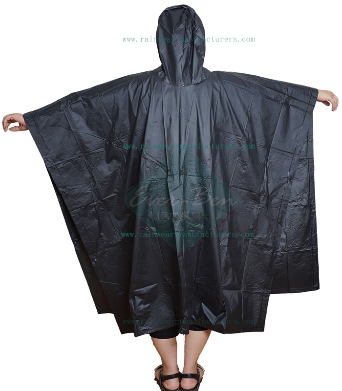 Black PVC poncho rain jacket